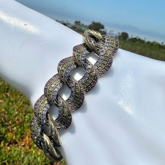 Heidi Daus Multicolor Swarovski Crystal Pavรฉ Link Bracelet - Picture 9 of 12